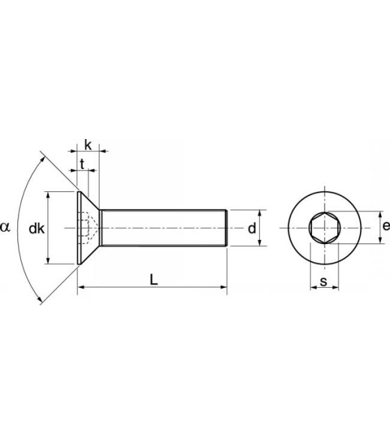 Vis métaux FHC-BTR 6 pans creux fraisée inox A4 AISI 316