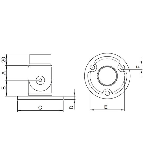 Platine murale articulée inox pour tube