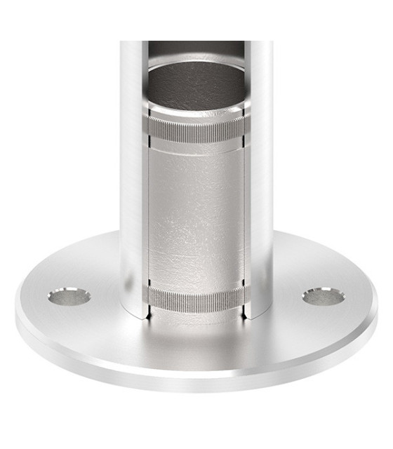 Platine au sol inox à manchonner sur tube inox.