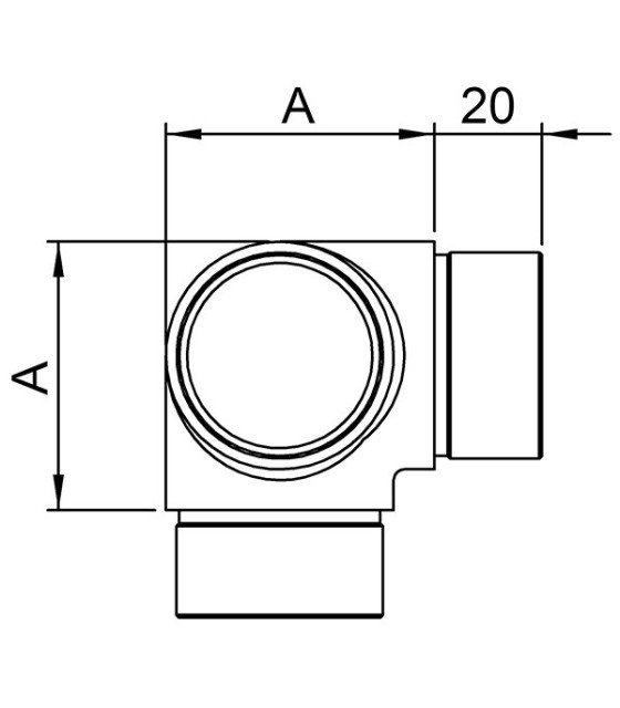 Raccord 3 départs angle 90° inox pour tube