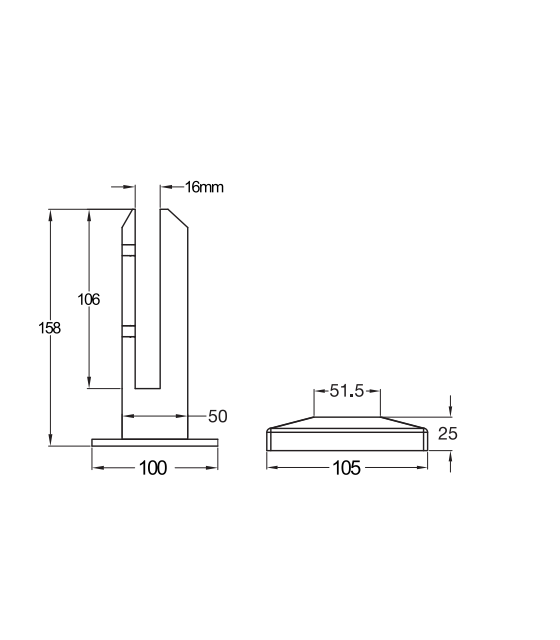 Pince à verre inox pour garde de corps de piscine