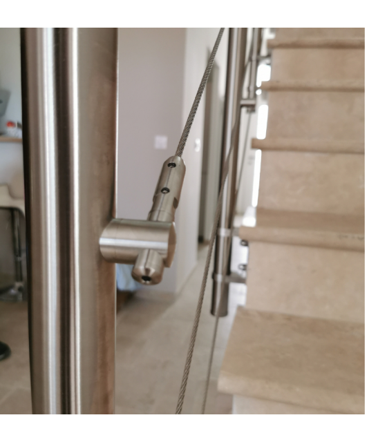 Poteau inox à la française 6 câbles pour garde-corps