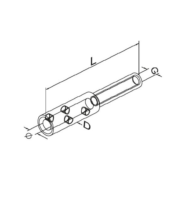 Tendeur inox avec vis et cheville - câble de 3 à 4 mm