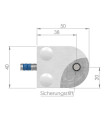 Pince à verre 50x40 dos plat demi-ronde inox