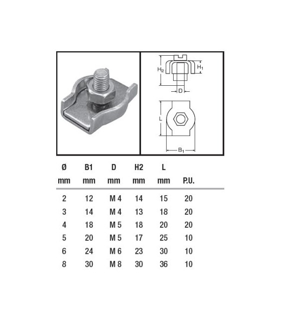 Serre câble simple inox A4