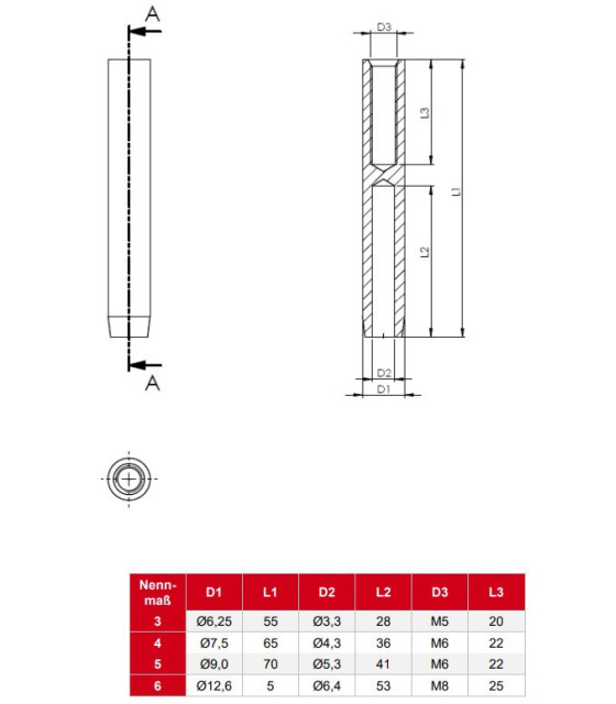 Embout à sertir inox A4 pas à gauche